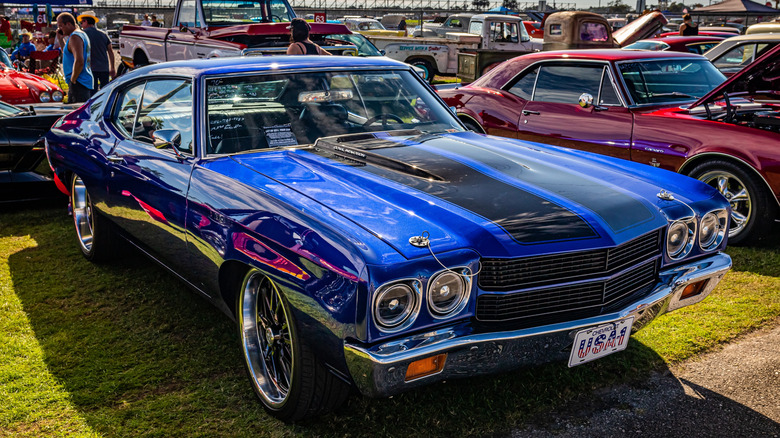 Blue 1970 Chevelle 454 parked