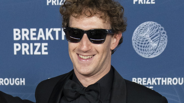 Mark Zuckerberg appears on a red carpet for the Breakthrough Prize wearing Meta Ray Bans