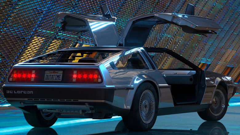 Picture showing a DeLorean with doors open.