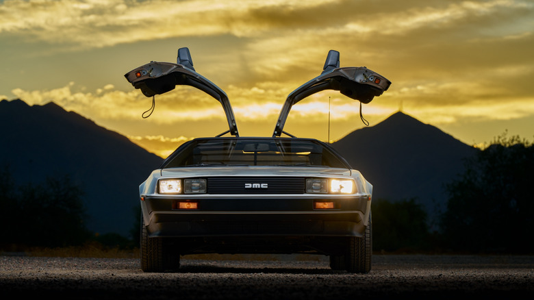 Picture showing a DeLorean with the doors open
