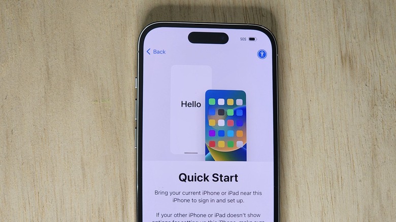 iPhone 14 Pro setup stage.