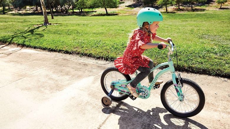 Small kid riding Trek's Electra Sprocket bicycle