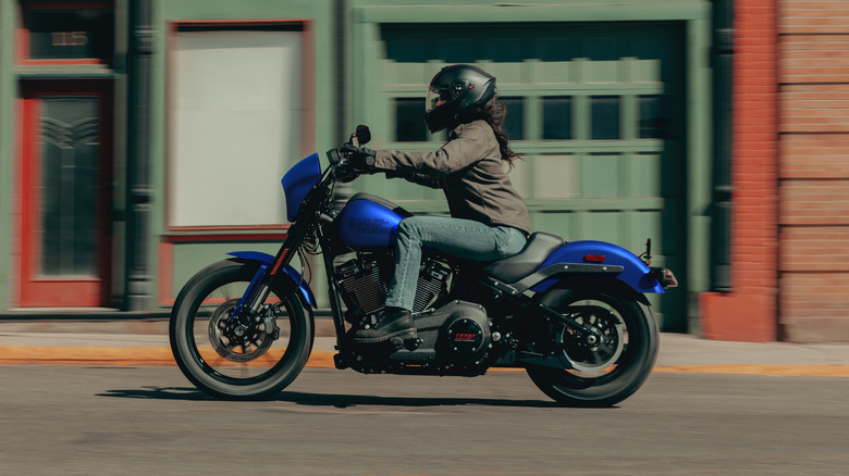 Harley-Davidson Low Rider S side profile on urban roads