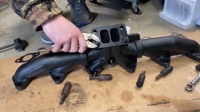A replacement Cummins diesel engine exhaust manifold
