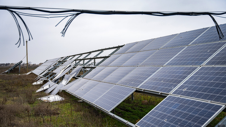 broken solar collector infrastructure