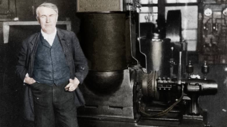Edison with his first generators (1880s)