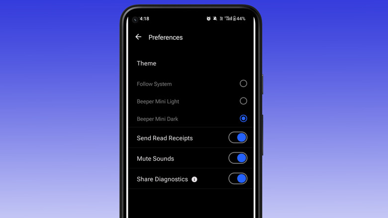 Customization options in Beeper Mini