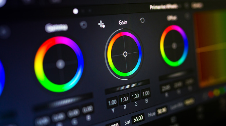 Color wheels on video editing software