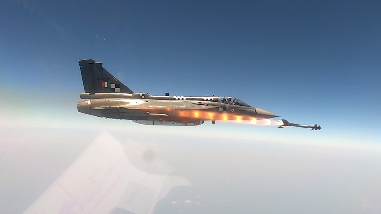 Tejas fighter jet conducts trial of Python-5 Air to Air Missile in flight