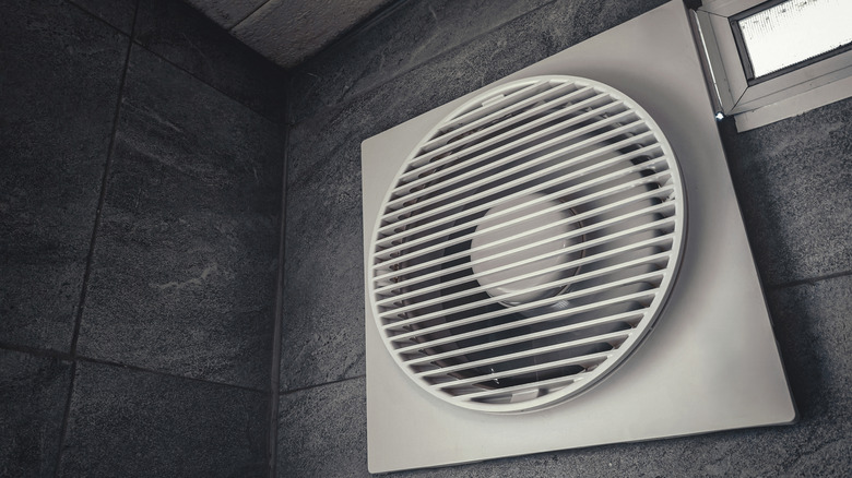 Close up of an exhaust fan installed on a wall