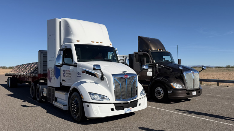 Hydrogen fuel cell truck and diesel semi