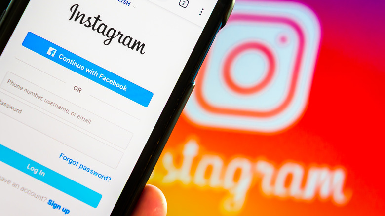 Instagram app login on smartphone