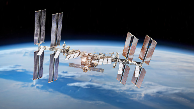 The ISS in orbit.