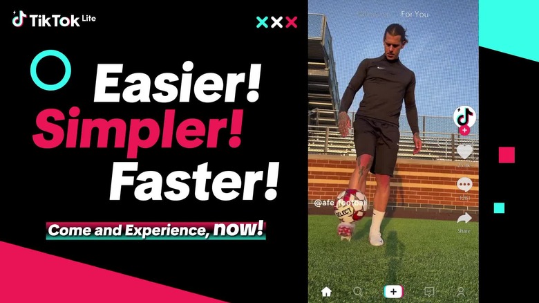 Promo image of the main video view of TikTok Lite