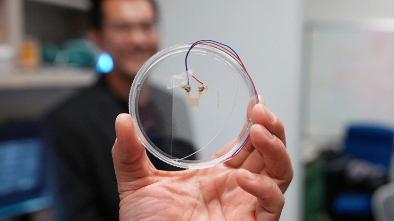 the device, capable of directing acoustic energy to move microscopic objects