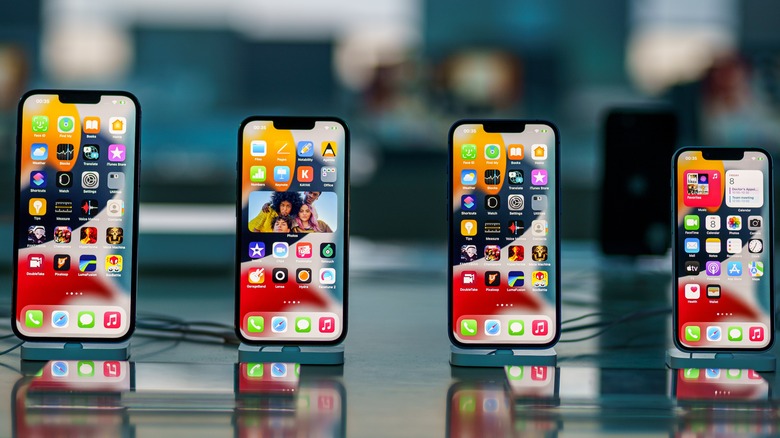 iPhones on display