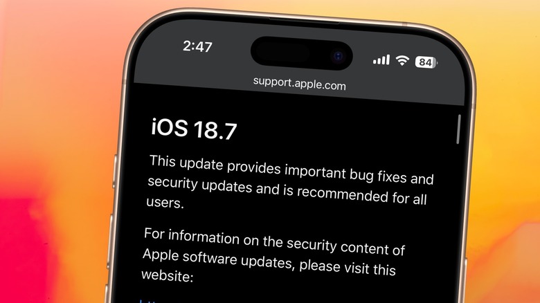 IOS 18.7 release notes.