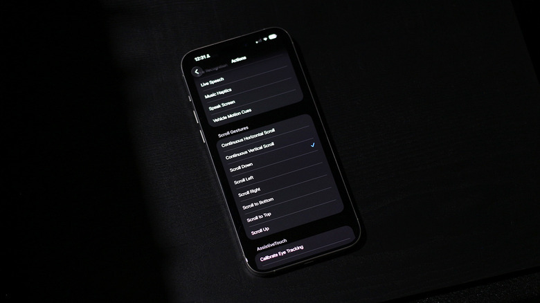 Scroll Down action in Head Tracking in iOS 26