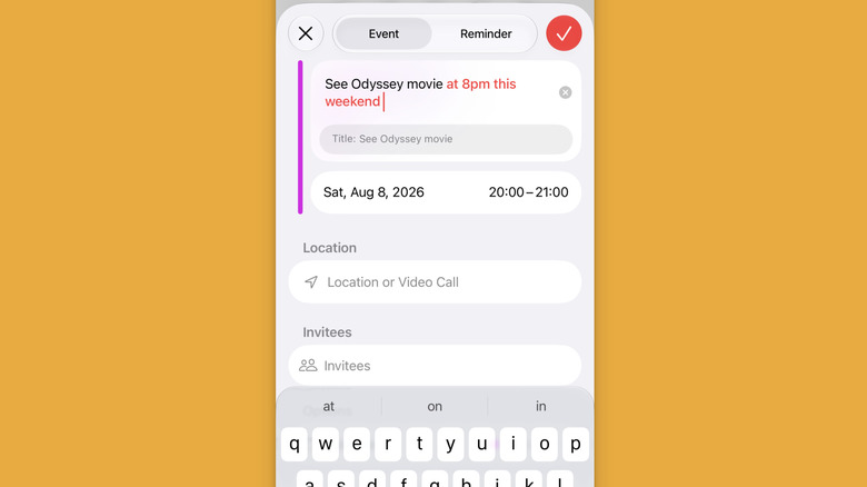 Making a calendar event in iOS 27 with natural language