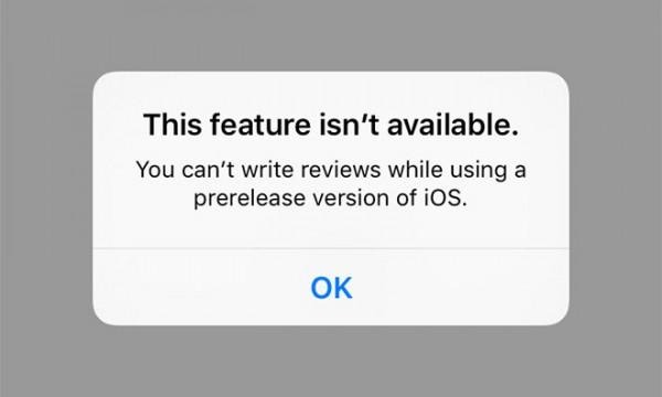 iOS beta users can no longer leave App Store reviews