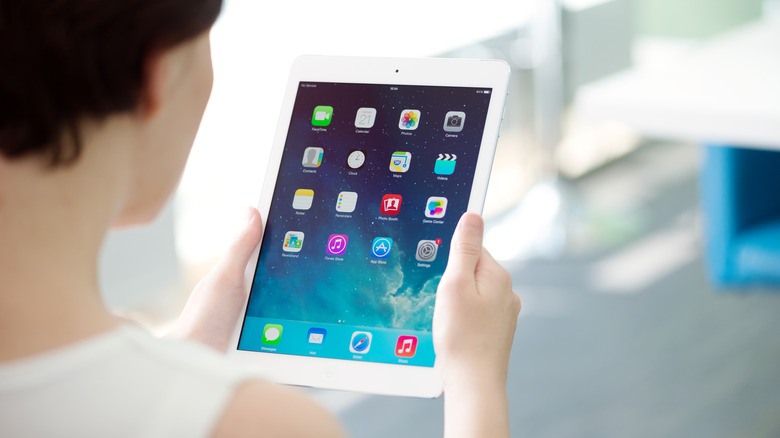 woman using iPad Air