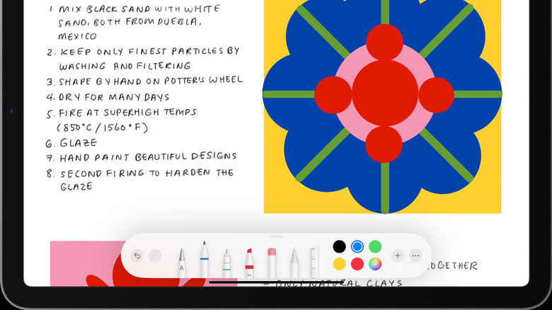 drawing tools apple notes app