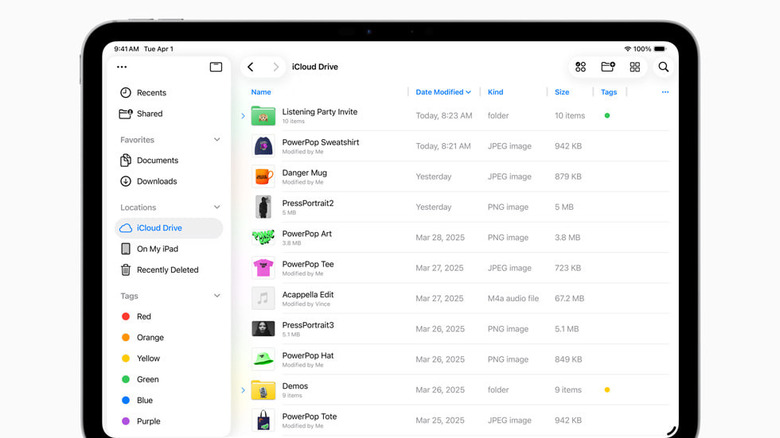Files app on iPad