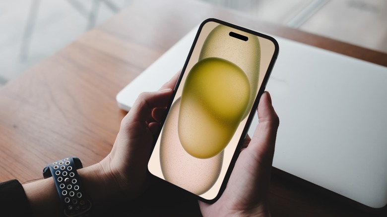 Person holding the iPhone 15