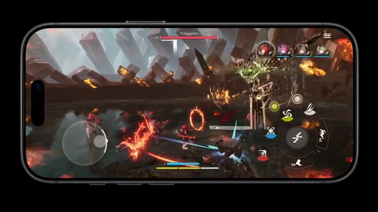 Game on display of the new iPhone 17 Pro smartphone