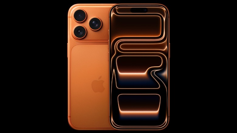 Orange iPhone 17 Pro with both front and back sides visible
