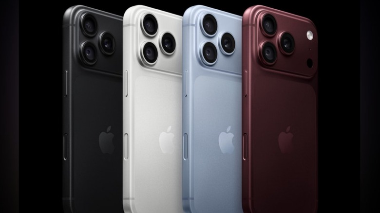 Four Apple iPhone 18 Pros in a line
