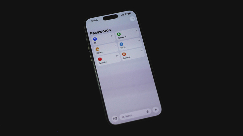 Passwords app on an iPhone