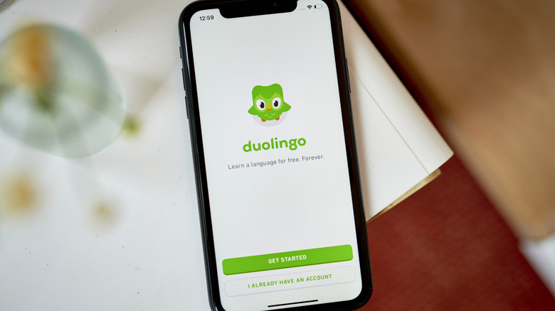 Duolingo open on an iPhone