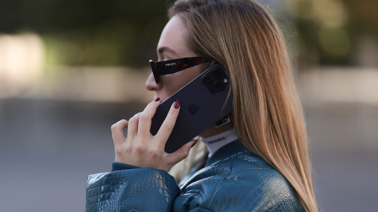 woman on an iphone call