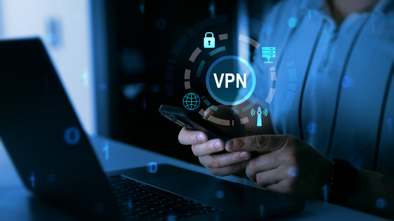 A user connects to a VPN on their phone and laptop.