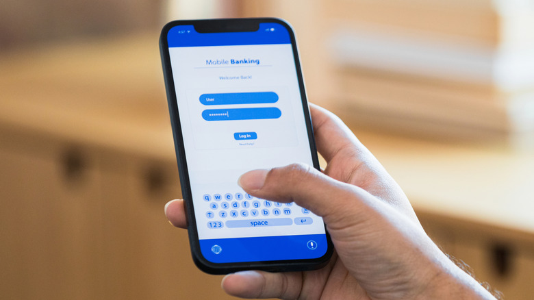 Man logging into app