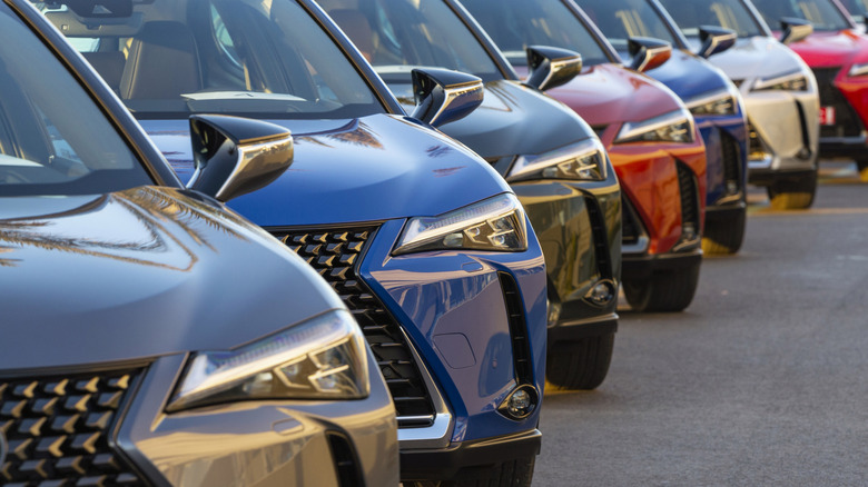 new Lexus vehicles in a parking lot