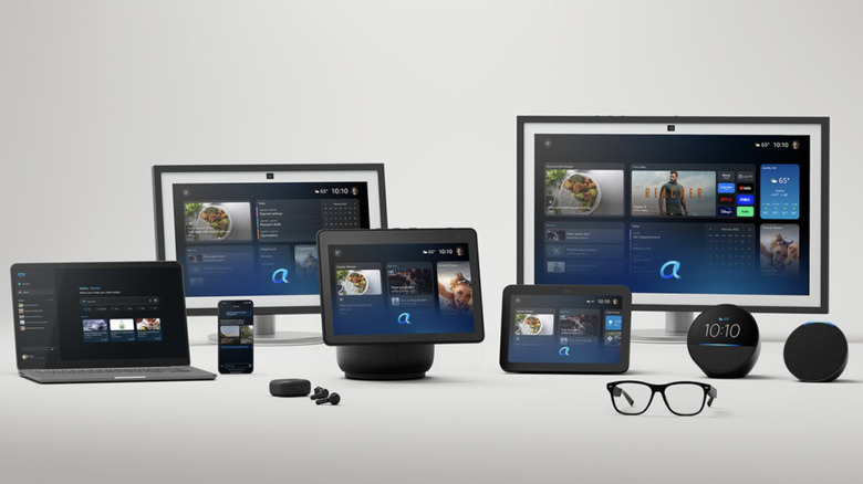 Multiple Amazon devices running Alexa+ assistant.