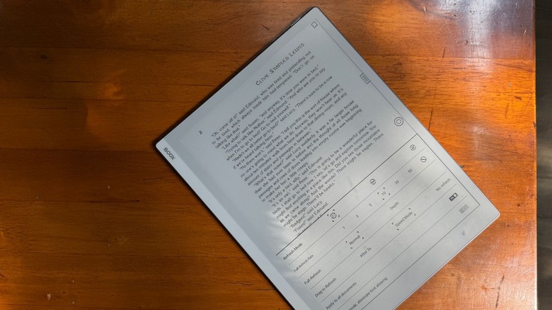 Top view of a Boox E-Ink tablet
