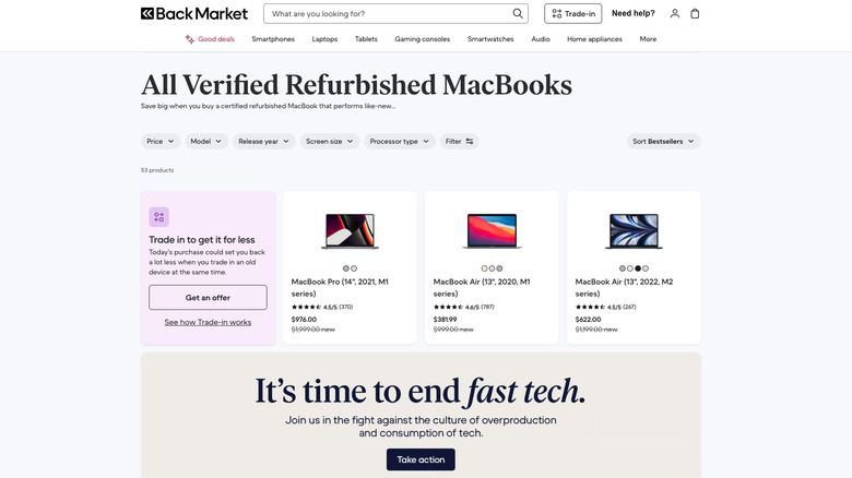 Back Market's refurbished MacBooks page