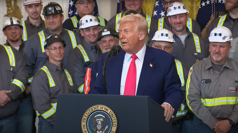 President Donald Trump speaks at the "Unleashing American Energy" executive-order signing event.