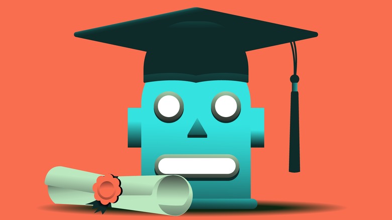Robot with graduation cap