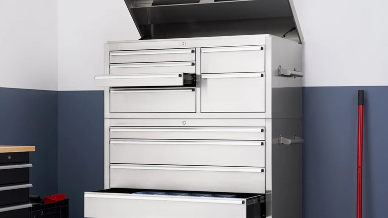 costco's trinity tool chest in a garage