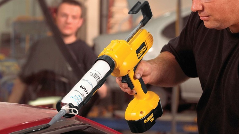 DeWalt Caulk Gun in use