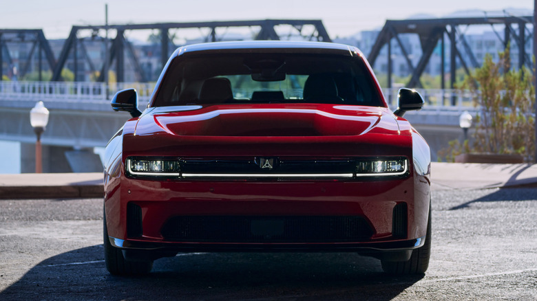 A red 2025 Dodge Charger R/T parked