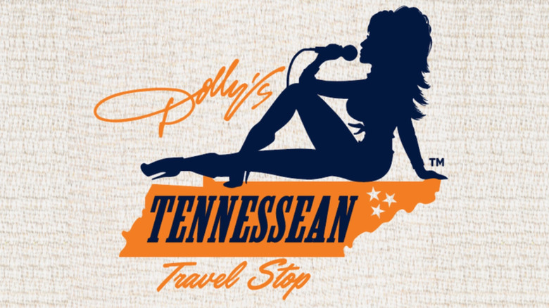Picture showing Dolly Parton and logo for her Tennessean Travel Stop