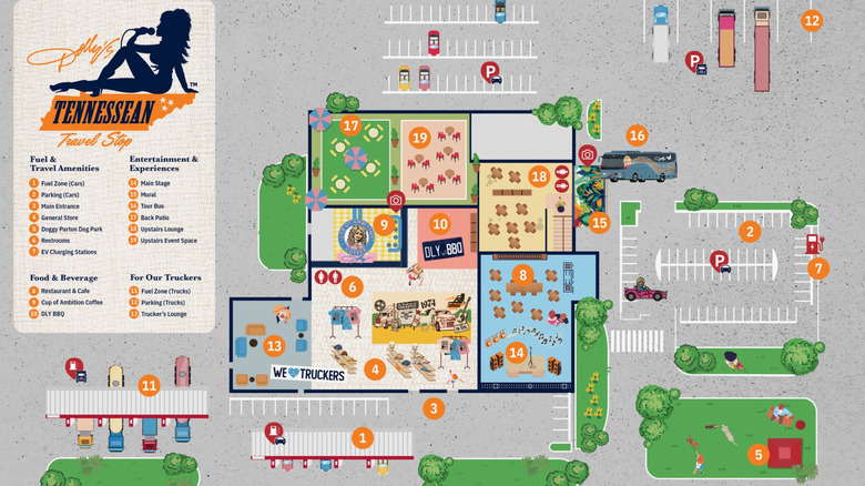 Picture showing a map of Dolly Parton's revamped travel stop