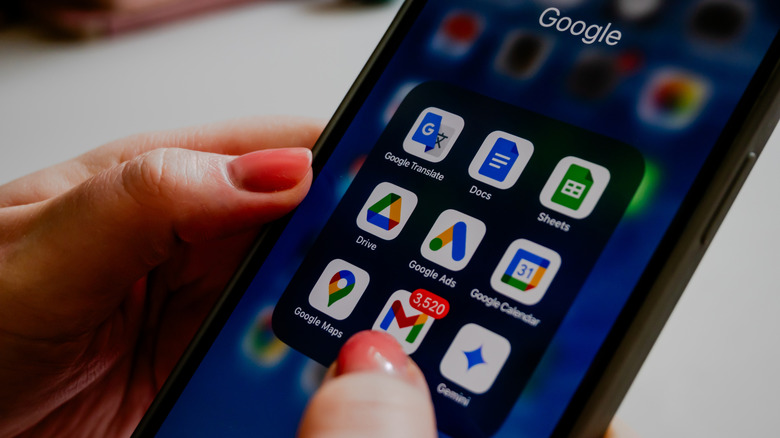 Gemini and other Google app icons on iPhone home screen