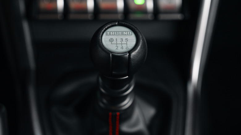 Close up view of manual shifter on Toyota GR86