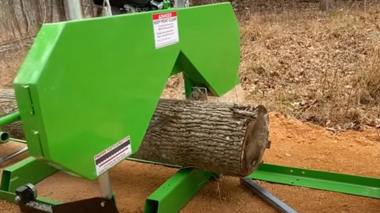 Central Machinery Saw Mill cutting a log